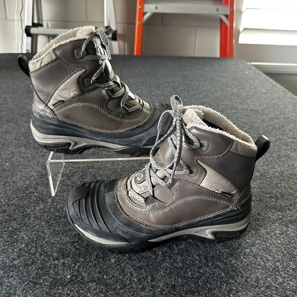 Merrell Charcoal Opti-Warm 200g Waterproof Winter Hiking Boots Womens 8.5 J55622
